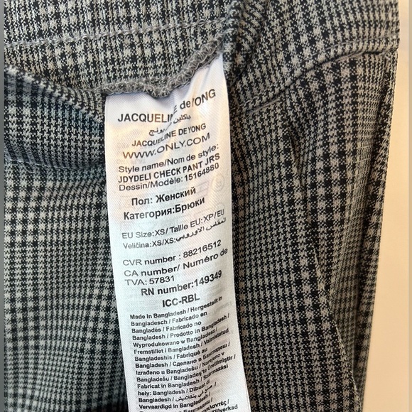 Jacqueline de Yong High Waist Trousers Black & Grey Check Pattern Business Style - Picture 10 of 10